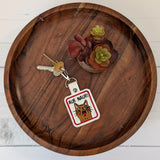 AUR NAUR Cat Keyring – Faux Leather Embroidered Design