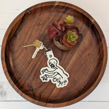 Grr-Argh Keyring – Faux Leather Embroidered Design