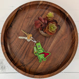 Huzzah Frog Keyring – Faux Leather Embroidered Design