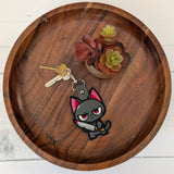 Murder Kitty Keyring – Faux Leather Embroidered Design