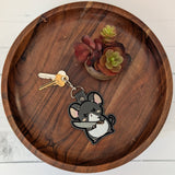 Murder Mouse Keyring – Faux Leather Embroidered Design