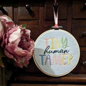 Tiny Human Tamer Embroidered Hoop Wall Art