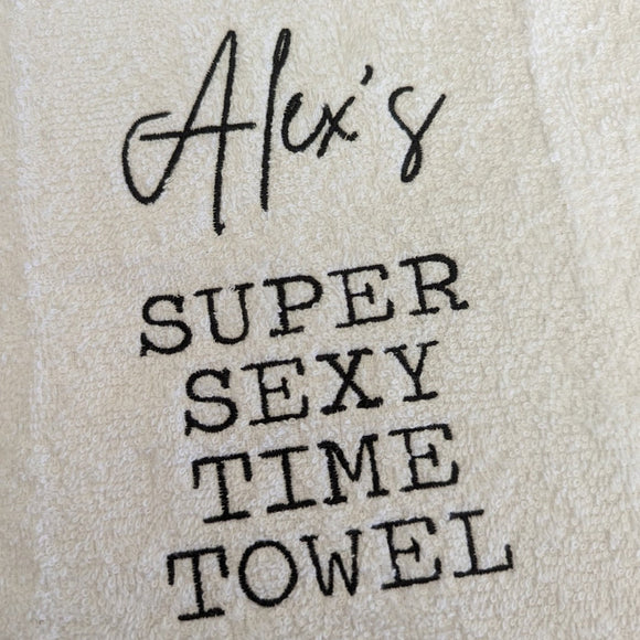 Custom Super Sexy Time Embroidered Hand Towel