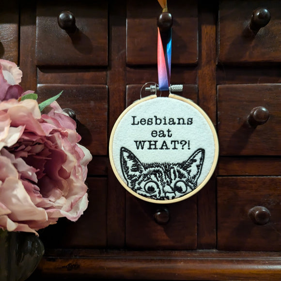 Lesbians Eat What?! 4 Inch Embroidered Hoop Wall Art