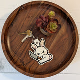 Murder Bunny Keyring – Faux Leather Embroidered Design