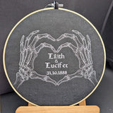 Custom Gothic Wedding Embroidered Hoop Wall Art