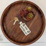 Small-Town Apothecary Keyring – Faux Leather Embroidered Design