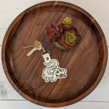 Whimsical Luck Dragon Keyring – Faux Leather Embroidered Design