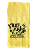Free Weeds Embroidered Tea Towel