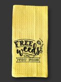 Free Weeds Embroidered Tea Towel