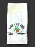 Weekend Plants Embroidered Tea Towel