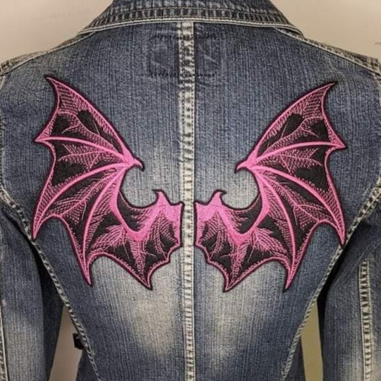 PAIR of Pink Bat Wing Patches – The Craft Rebellion