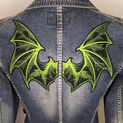 PAIR of Green Bat Wing Patches