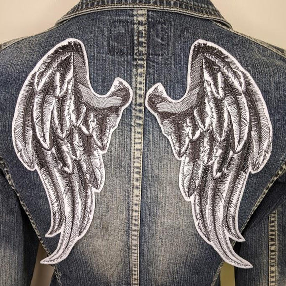PAIR of B&W Angel Wing Patches