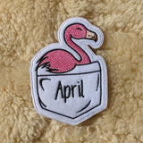 PERSONALISED Flamingo Pocket Pal Name Tag Patch