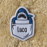 PERSONALISED Shark Pocket Pal Name Tag Patch