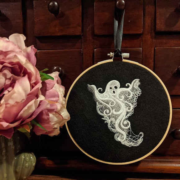 Lace Ghost Embroidered Hoop Wall Art