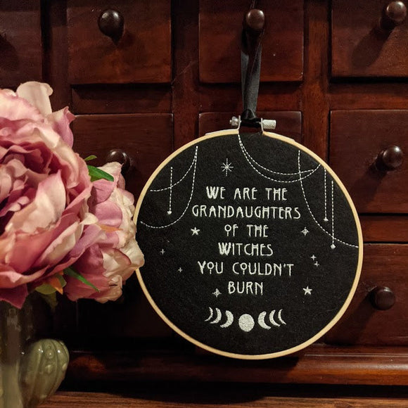 Grandaughters of Witches Embroidered Hoop Wall Art