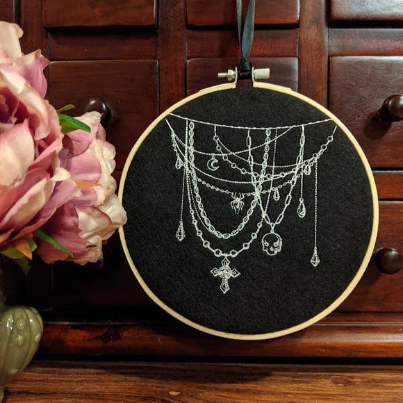 Gothic Chain Embroidered Hoop Wall Art