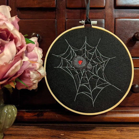 Spiderweb Embroidered Hoop Wall Art