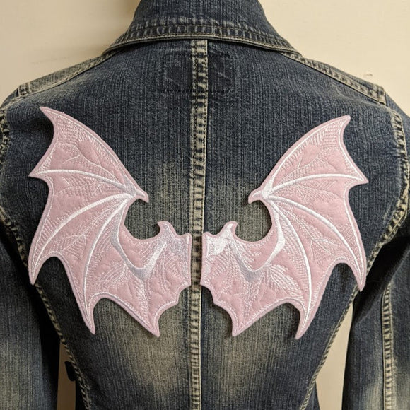 PAIR of Pastel Pink and White Bat Wing Patches