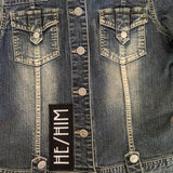 He/Him Typography Iron On Patch