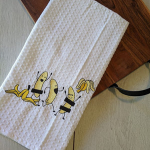 Banana Party Embroidered Tea Towel