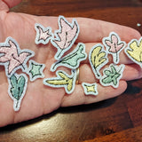 Mini Pastel Leaves and Stars Patches