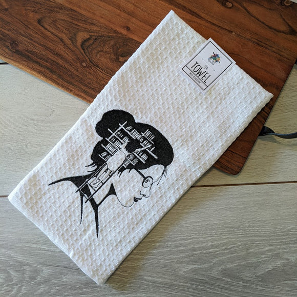 Fond Of Books Embroidered Tea Towel
