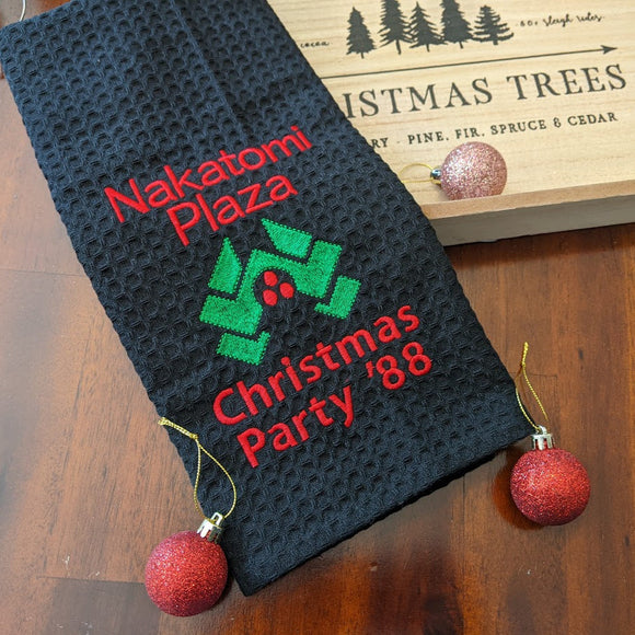 Nakatomi Plaza Christmas Party Embroidered Tea Towel