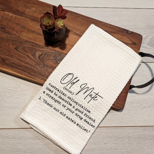 Old Mate Aussie Slang Embroidered Tea Towel