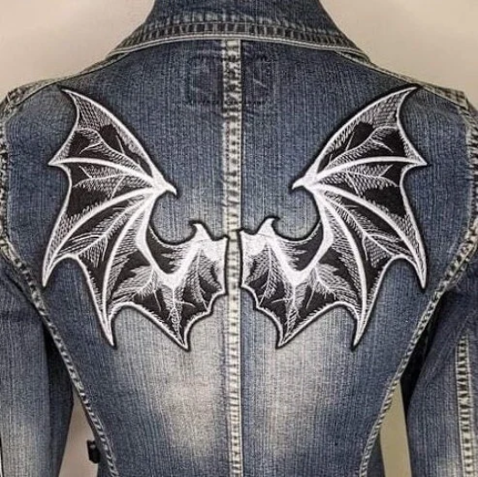 PAIR of Black and White Bat Wing Patches